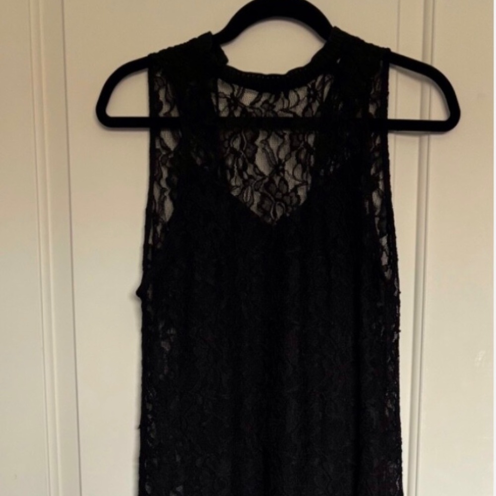 NWT Zara W&B Collection Lace Long Dress Black Bodysuit Size S